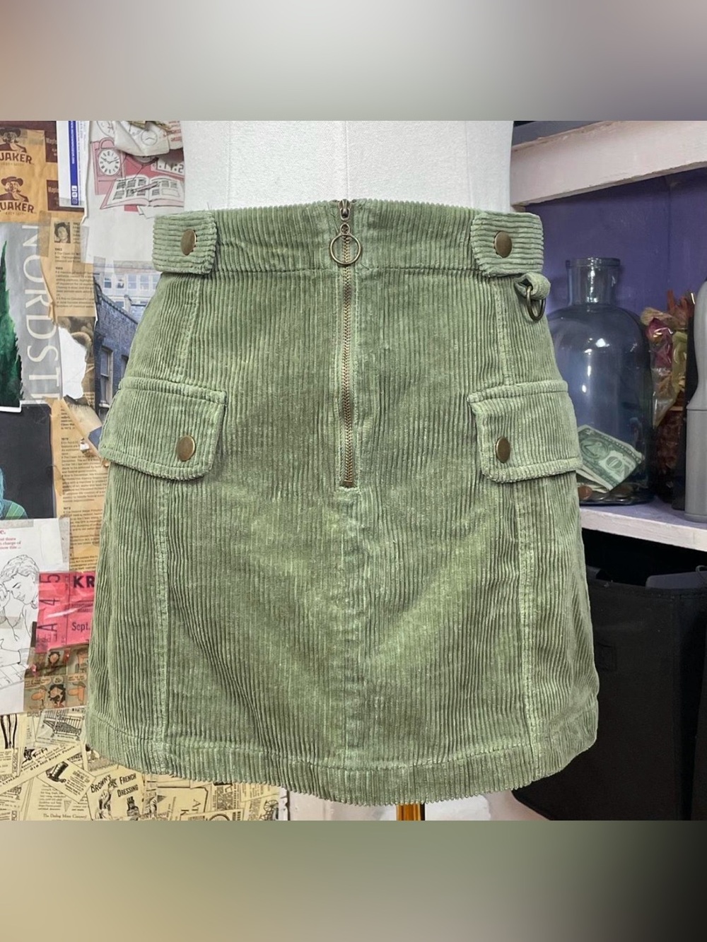 Forever 21 Green Corduroy Mini Skirt